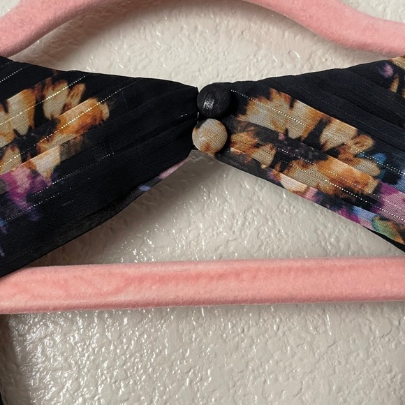 Aidan Mattox Dress Womens Size 4 Black Floral Pleated Cut Out Chiffon Boho Party - Picture 10 of 16